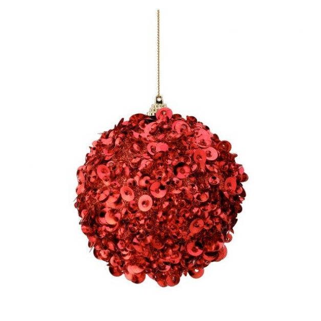 Esfera de lentejuelas rojo 4"