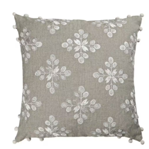 Cojin Bordado de Flores Blancas con Fondo Beige