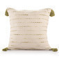 Cojin bordado lineal verde fondo beige en algodón 20 x 20"