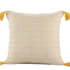 Cojin Decorativo con Rayas Blanco y Amarillo