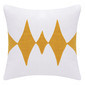 Cojin blanco con diseño rombo mostaza en algodón 20 x 20"