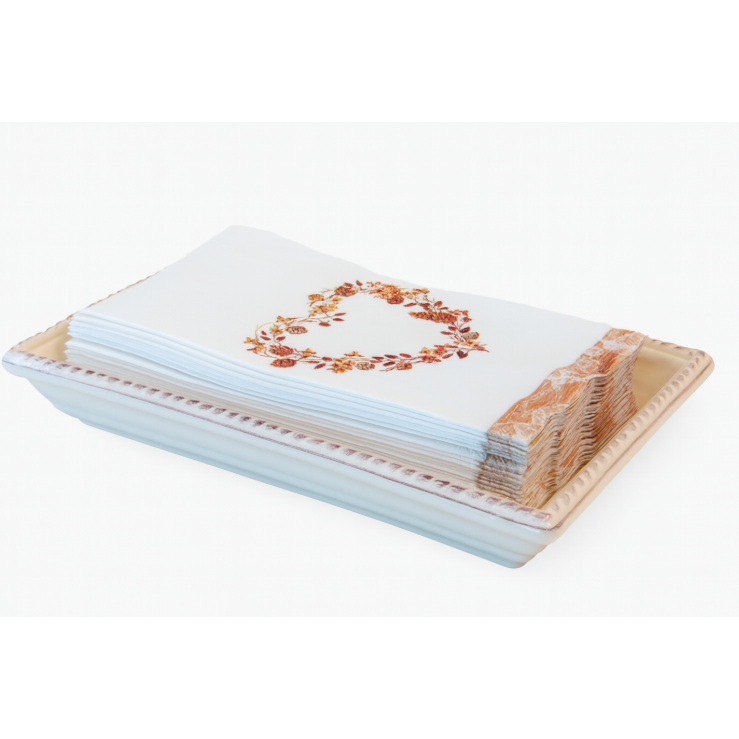 Servilletero de ceramica rectangular beige