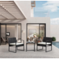 Juego de sala de exterior Benagil negro y blanco