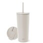 Vaso clasico con pajilla color almendra