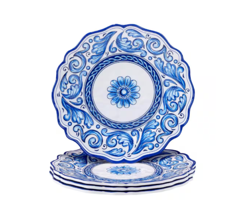Set de 4 platos llano de melamina crema 11" colección Veranda