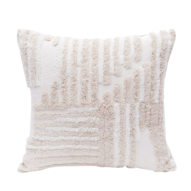 Cojin Beige con Textura Lineal