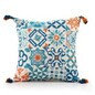 Cojin mosaico con borlas de 20 x 20″