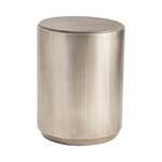 Mesa auxiliar redonda con acabado de bronce y top de roble gris 46 x 46 x 60 cms