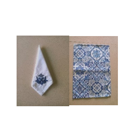 Set de 6 individuales y 6 servilletas azulejo azul