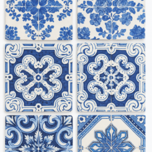Set de 6 servilletas cocteleras azulejo azul