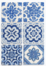 Set de 6 servilletas cocteleras azulejo azul