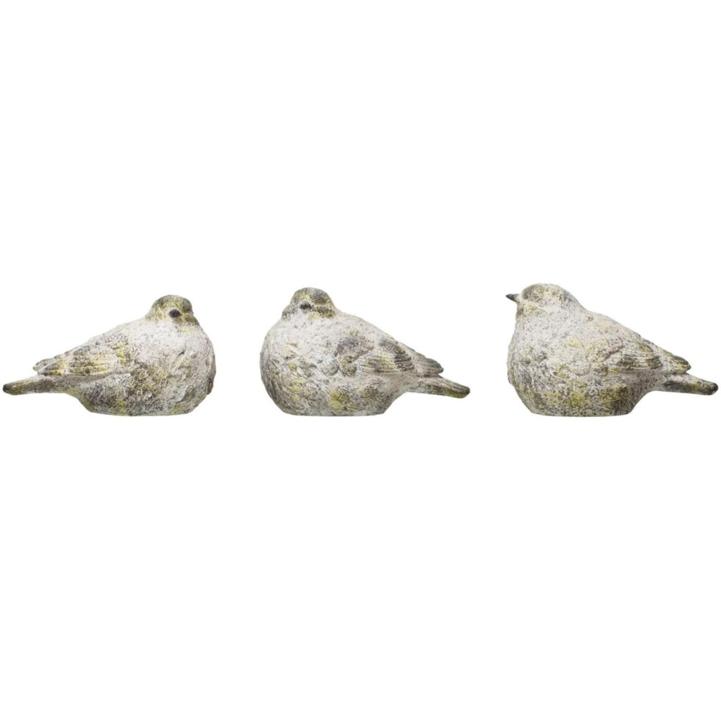 Set de 3 Adorno Pajaros, Crema