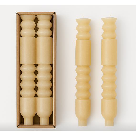 Set de 2 velas conicas totem marron sin aroma Set de 2 velas conicas totem marron sin aroma