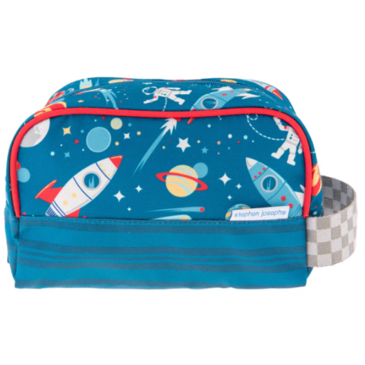 Bolsa con diseño de nave espacial fondo azul