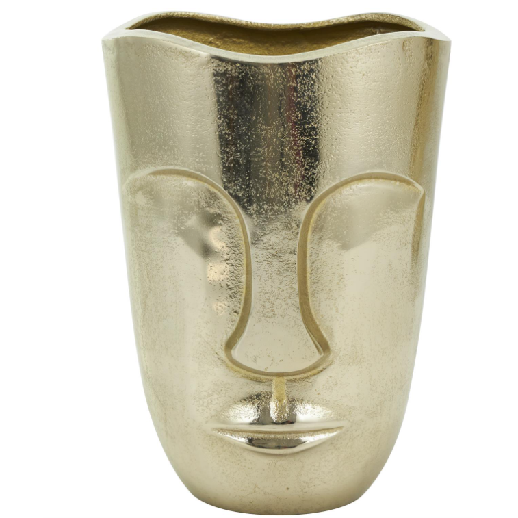 Jarron de aluminio dorado de rostro 13"