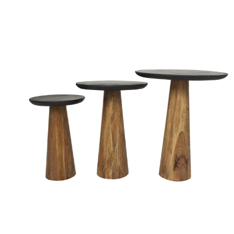 Mesa Auxiliar Madera con Top Negro G