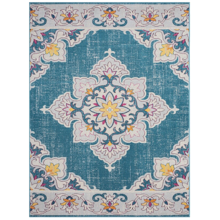 Alfombra Antiquity, Azul con Amarillo