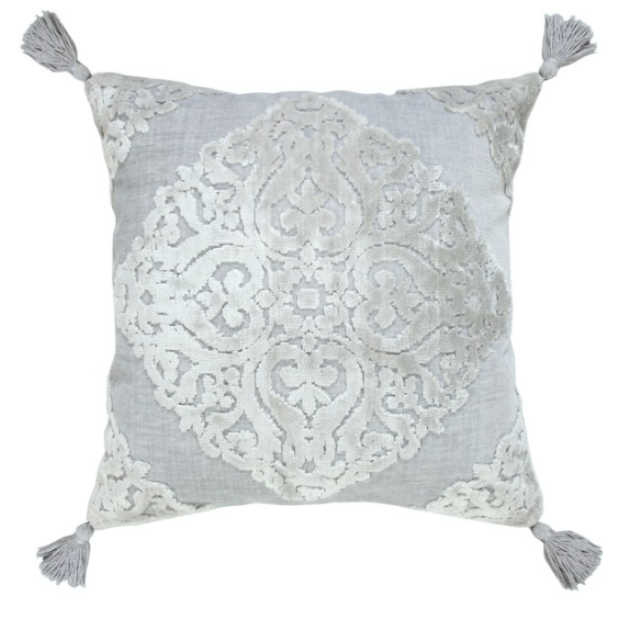 Cojin Coleccion Pillow con borlas gris oscuro  14" x 36"
