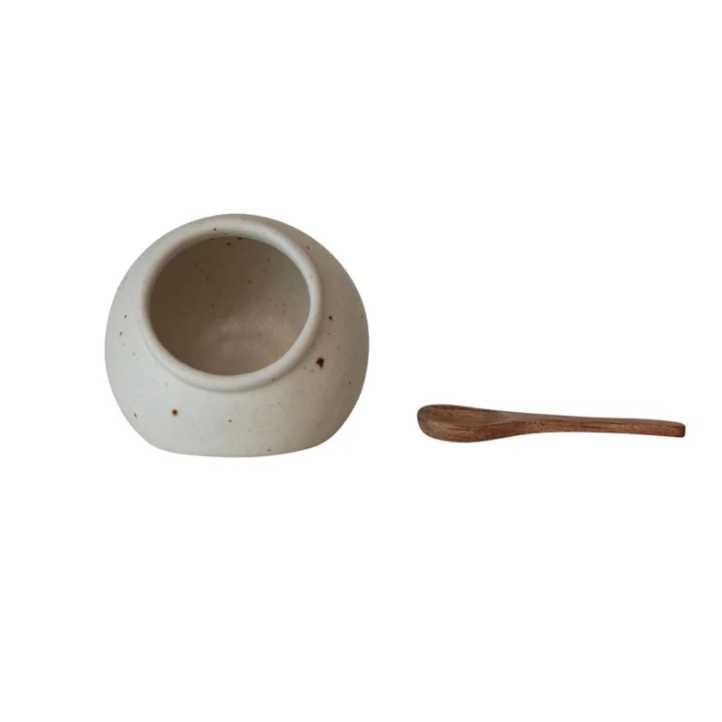 Salero Crema Moteado con Cuchara