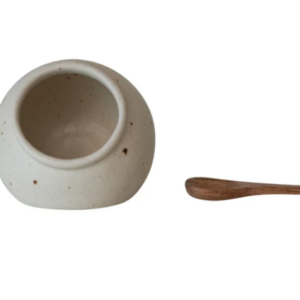 Salero Crema Moteado con Cuchara