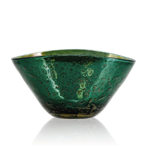 Centro de mesa de vidrio en color verde tornasol medidas 11.5"x8.5"