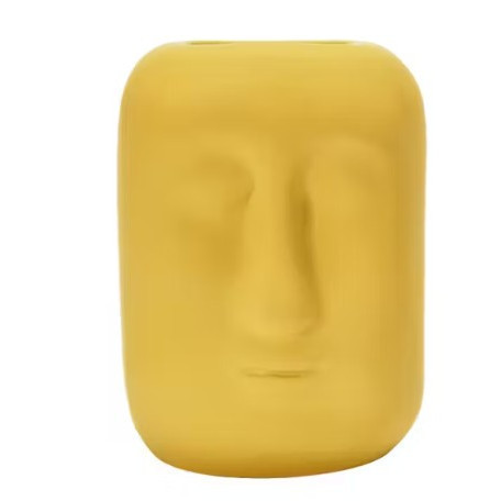 Vasse Decorativa W/ Face, Mostaza
