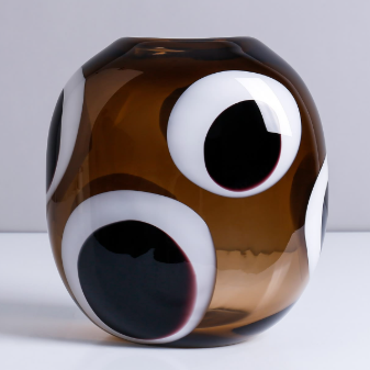 Jarron de Cristal Redondo Tonos Oscuros