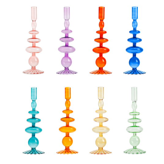 Portavelas de Vidrio Tonos Varios