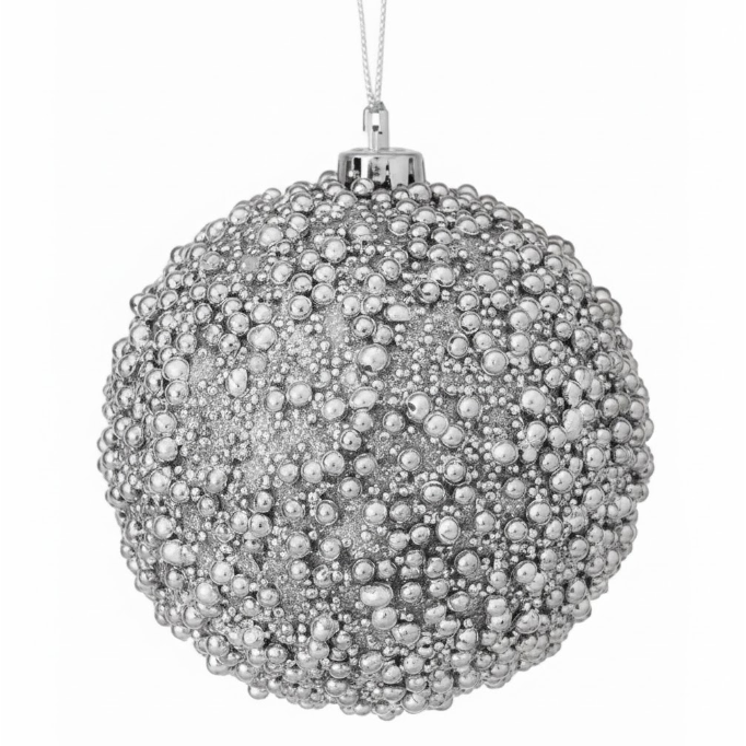 Esfera navideña para arbol color plata 4"