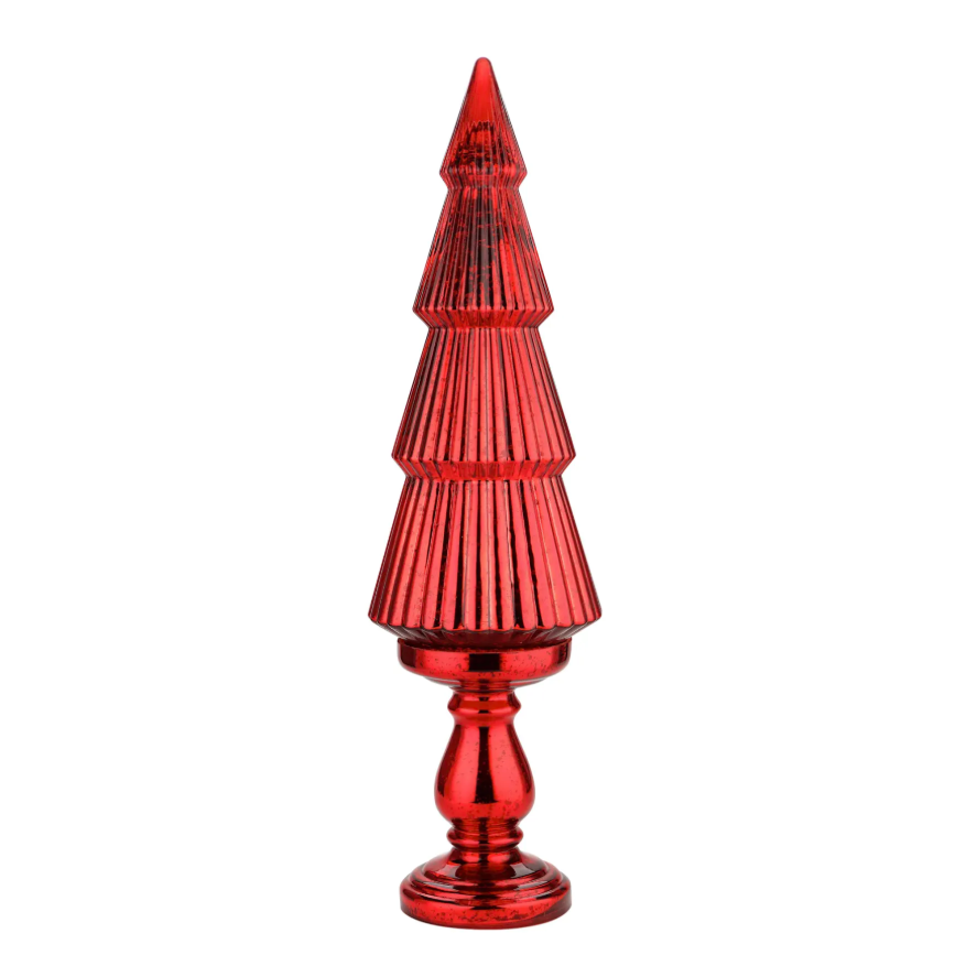 Arbol de navidad decorativo rojo 30" base alta