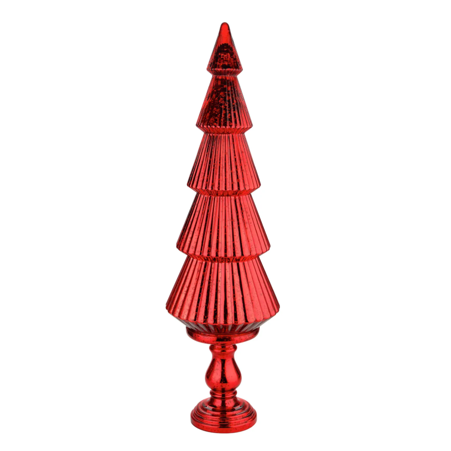 Arbol de navidad decorativo rojo 40" base alta
