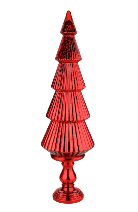 Arbol de navidad decorativo rojo 40" base alta
