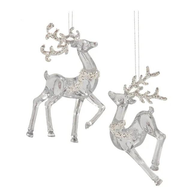 Adorno de navidad en forma de venados  color plata