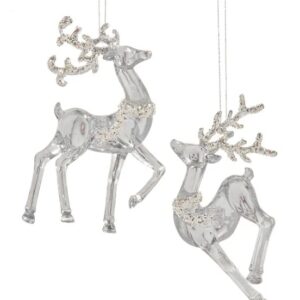 Adorno de navidad en forma de venados  color plata