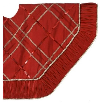 Falda de Arbol Navideño, Rojo/Dorado