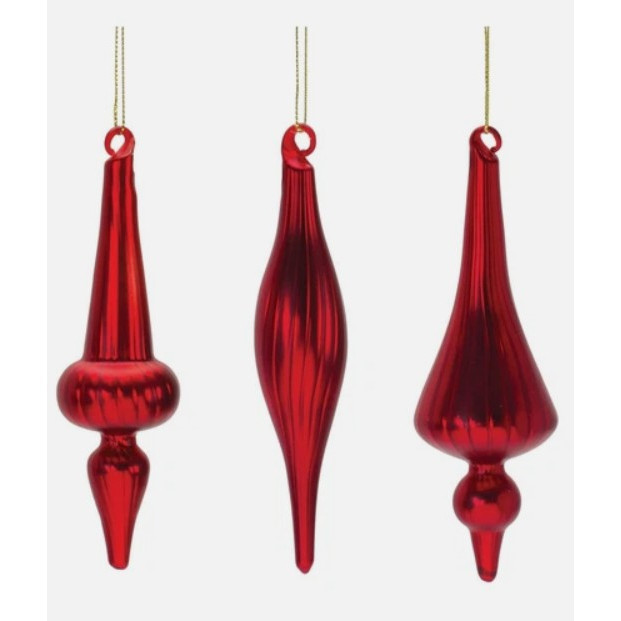 Adorno navideño colgante de cristal en tono rojo