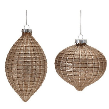 Adorno navideño colgante con textura en tono champange