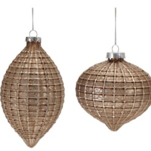 Adorno navideño colgante con textura en tono champange