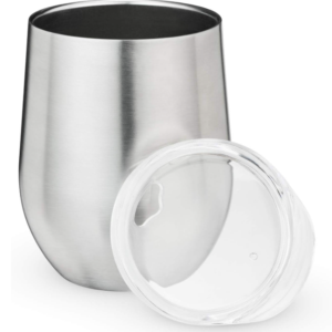 Vaso para Vino Plateado de Acero Inoxidable con Tapadera