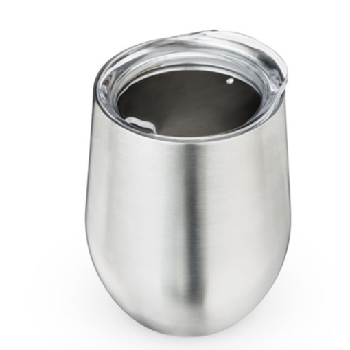 Vaso para vino plateado de acero inoxidable con tapadera