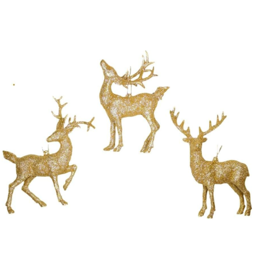 Adorno de venado dorado colgante en diferente posicion 5.9"
