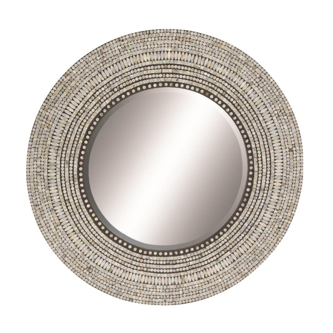 Espejo de pared de mosaico con concha de madreperla gris