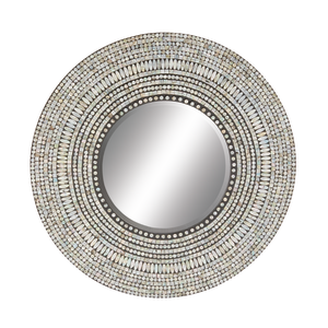 Espejo de pared de mosaico con concha de madreperla gris