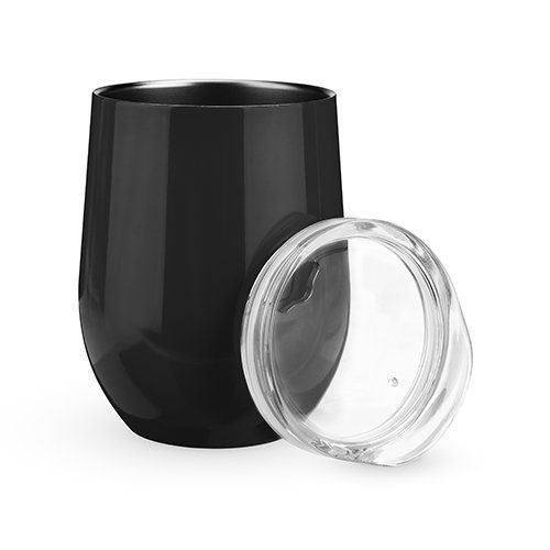 Vaso para vino color negro de acero inoxidable con tapadera