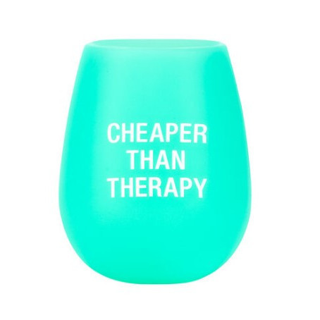 Copa de vino de silicon aqua «cheaper than therapy»