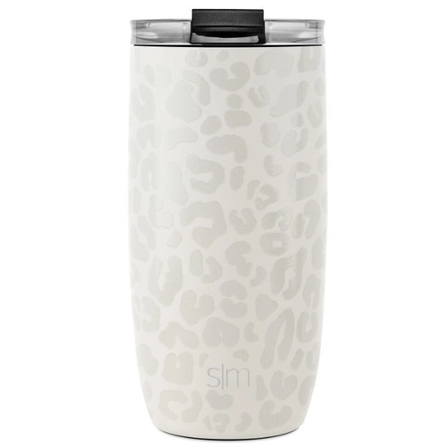 Taza voyager crema leopardo tapa transparente 16 oz