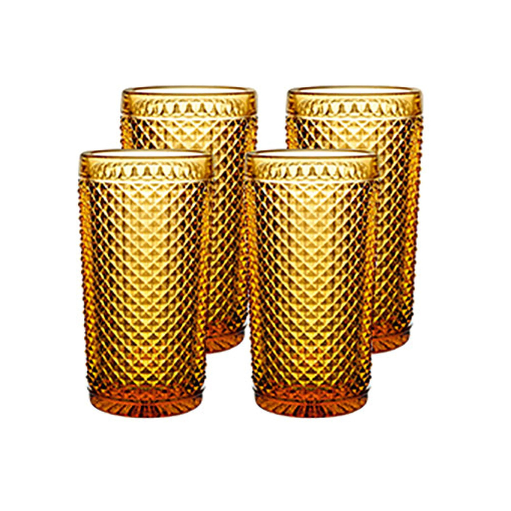 Set de 4 vasos de whisky bicos  color ambar