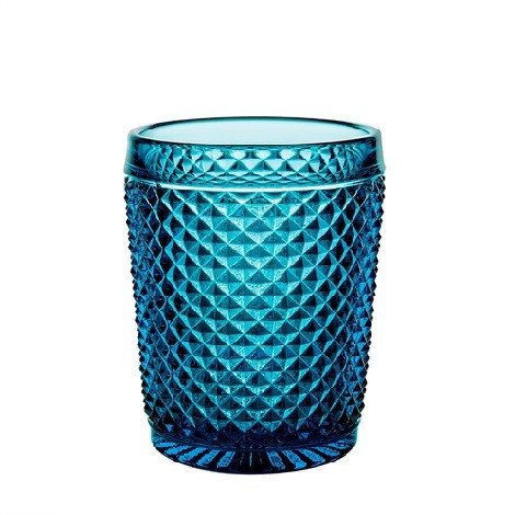 SET DE 4 VASOS CORTOS PARA WHISKEY COLOR AQUA COLECCIÓN BICOS