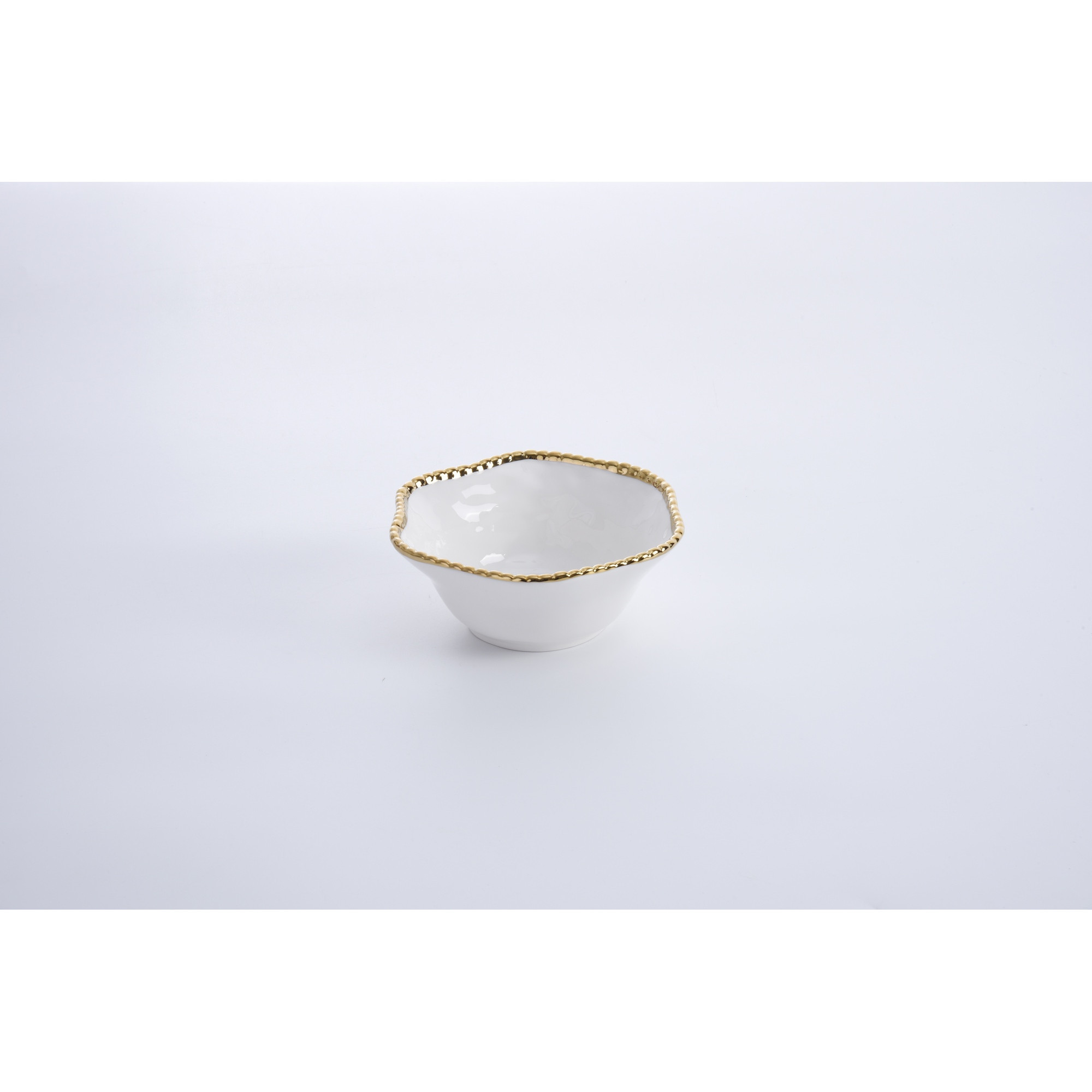 Bowl mediano color blanco con orilla dorada de porcelana 6.5″ x 6.5″ x 2.5″
