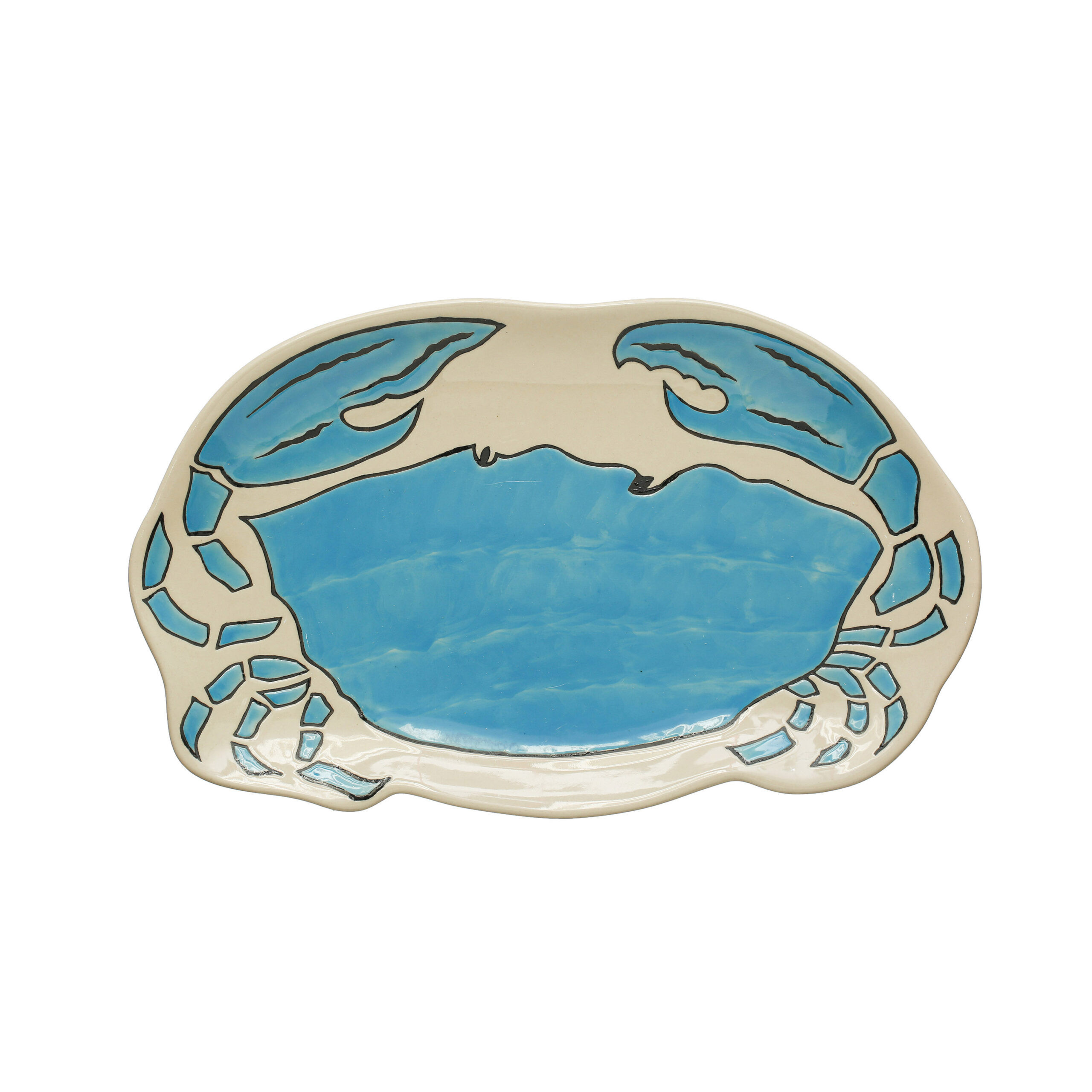 Fuente de Ceramica con Diseño de Cangrejo